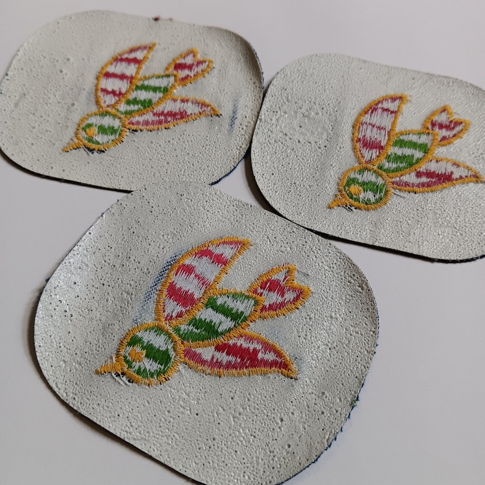 70s Embroidered Bird Vintage Denim Iron On Patch Lot Of 3, 1970s Era Boho Retro - Picture 4 of 9